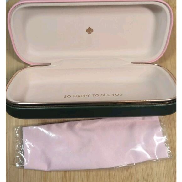 Kate Spade New York Hard Shell Case Sunglasses Glasses Pink Green W/Cloth - Picture 1 of 3